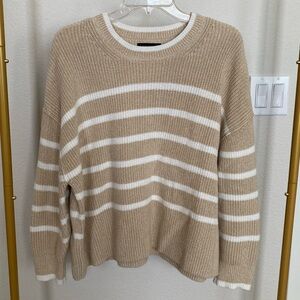 Banana Republic Mariner Sweater Stripe Beige Tan